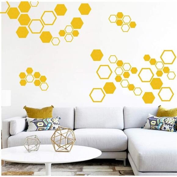 Honeycomb Wall Decals Hexagon Vinyl Wall Decals Geometric Wall Decals Honey - Picture 2 of 8